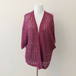 NWT Catherines Burgundy Open Knit Sequin Cardigan